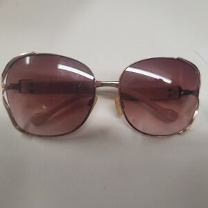 Jessica‎ Simpson Sunglasses Gold White Frames Oversized Glam Fashion Shades